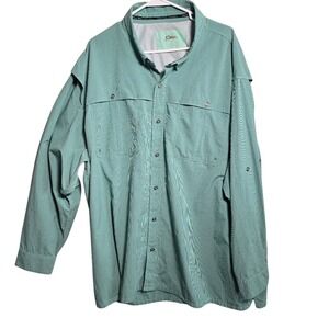 World Wide Sportsman Mens 4XL Fishing Shirt Green Micro Check Long Sleeve Vent